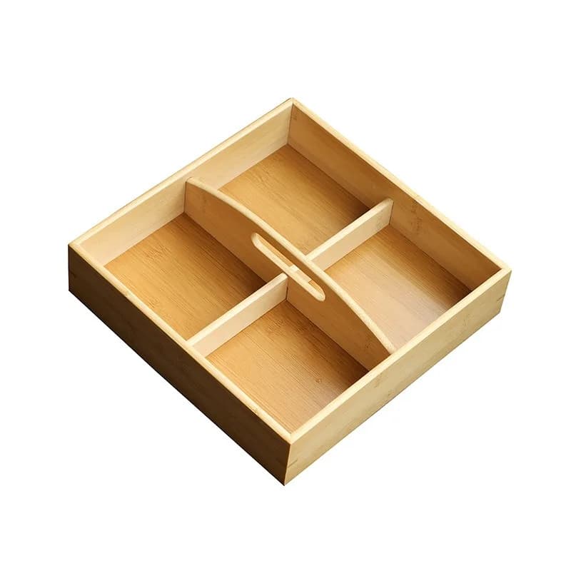 Handmade Bamboo Dried Fruit Tray with Lid, Simple Chinese Style Tea Storage Box, Wedding Table Organizer, 2Pcs