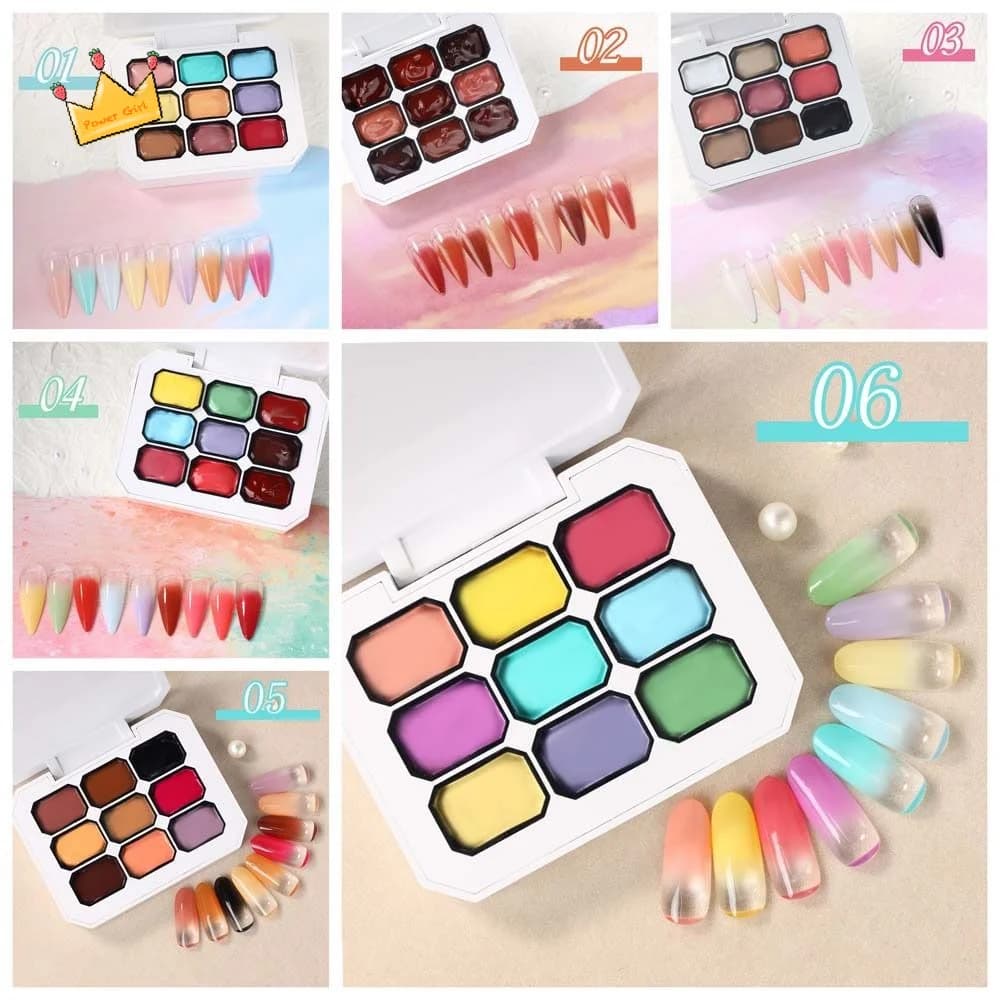Mini Smalto Gel 4 in 1 Pat Ombre, 9 Colori per Manicure Francese, Facile Pittura Sfumata, Smalto Solido per Nail Art