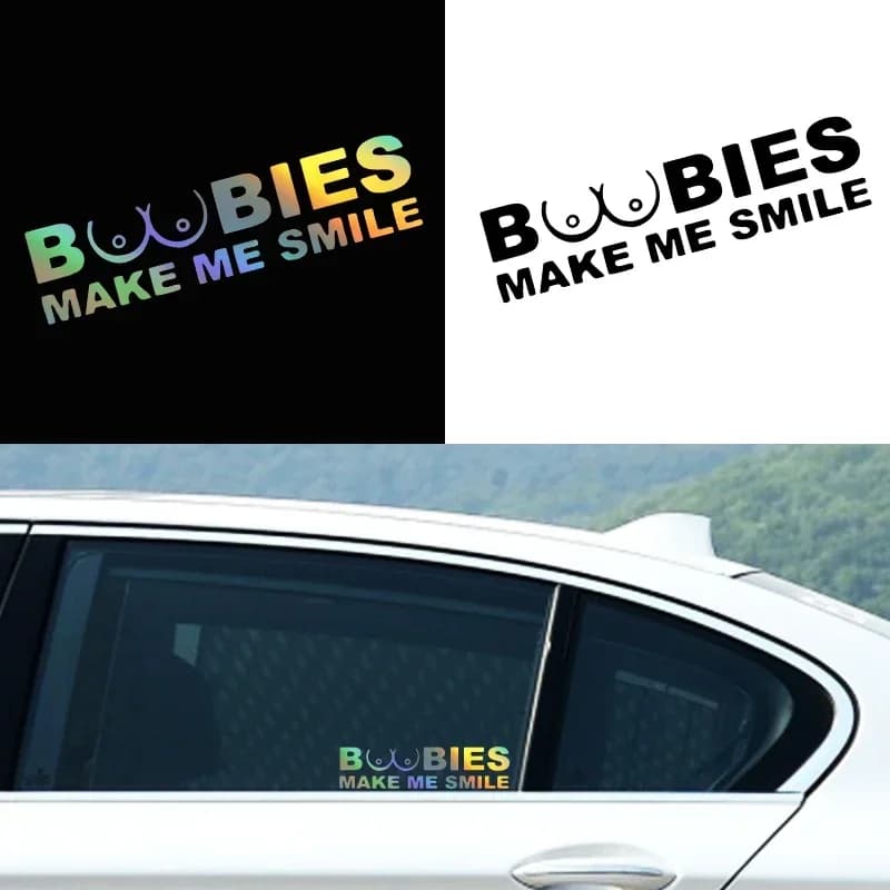 20 x5cm Funny cute exquisite BOOBIES MAKE ME SMILE Car Window Sticker adesivo riflettente impermeabile