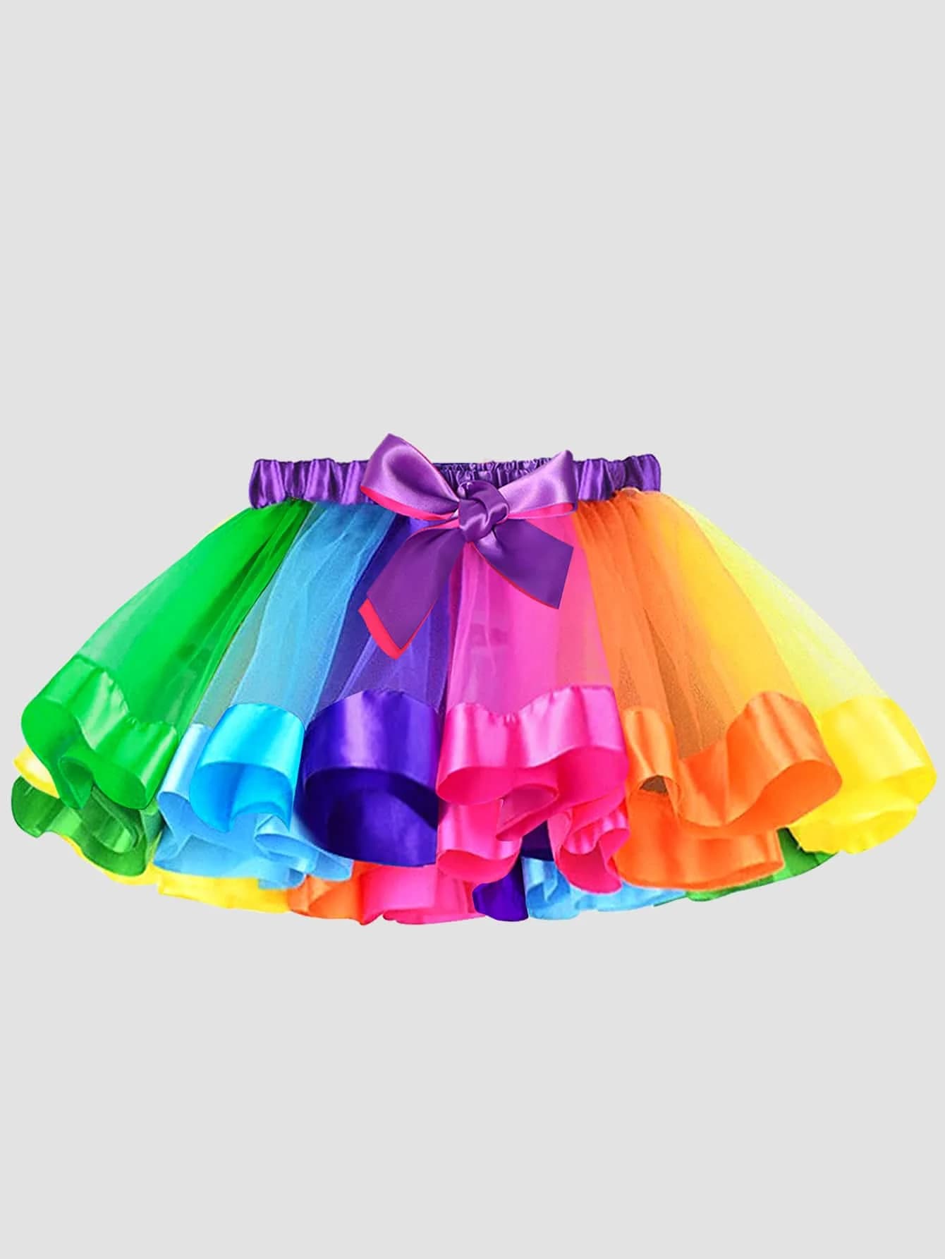 Gonna Tutu in Rete Multicolore con Fiocco in Raso per Bambine