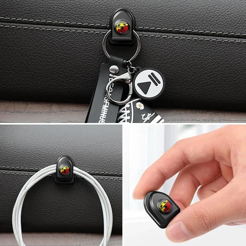 4 pezzi gancio per auto organizzatore cavo USB cuffie chiave di archiviazione per Fiat Abarth 124 500 Grande Punto Spider 500C 595C 695C Evo 595 685