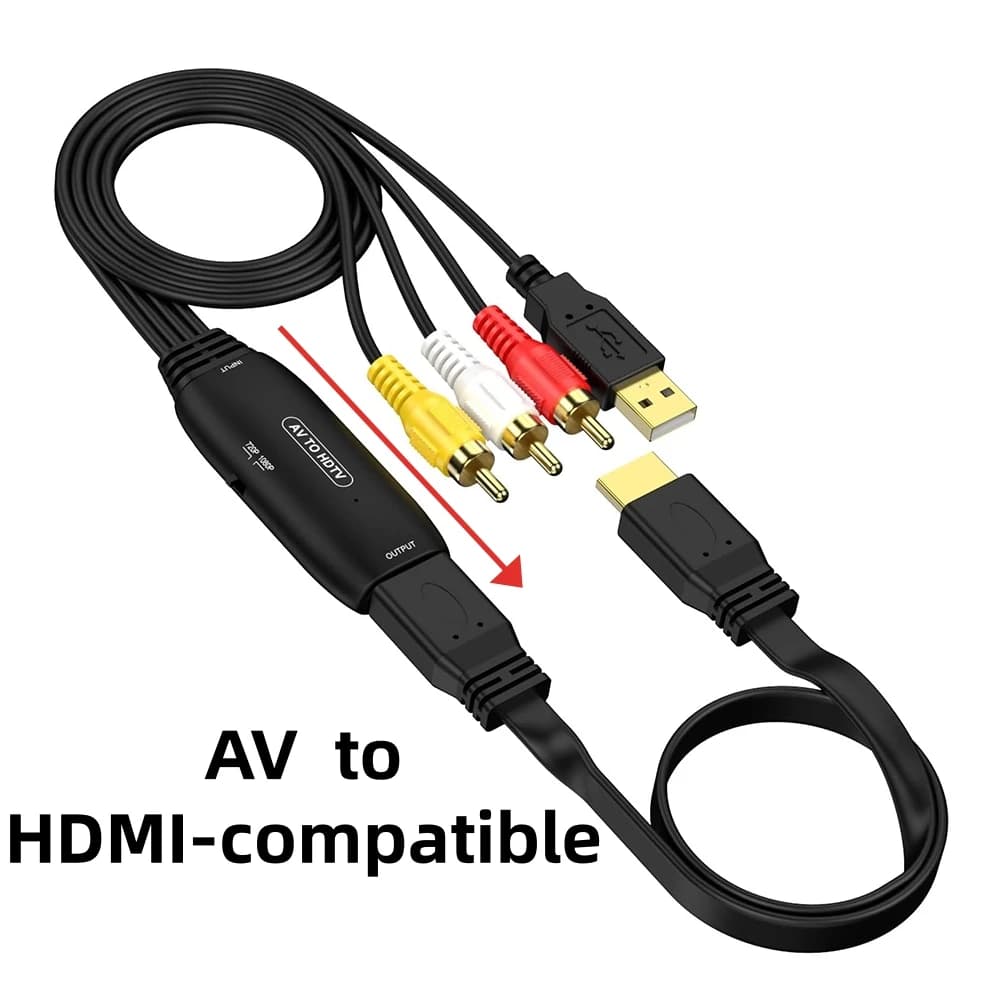 AV Adapter 3-RCA composite HDMI compatible with HD cable 1080P video audio converter powered via USB for PS3 Xbox DVD HDTV STB