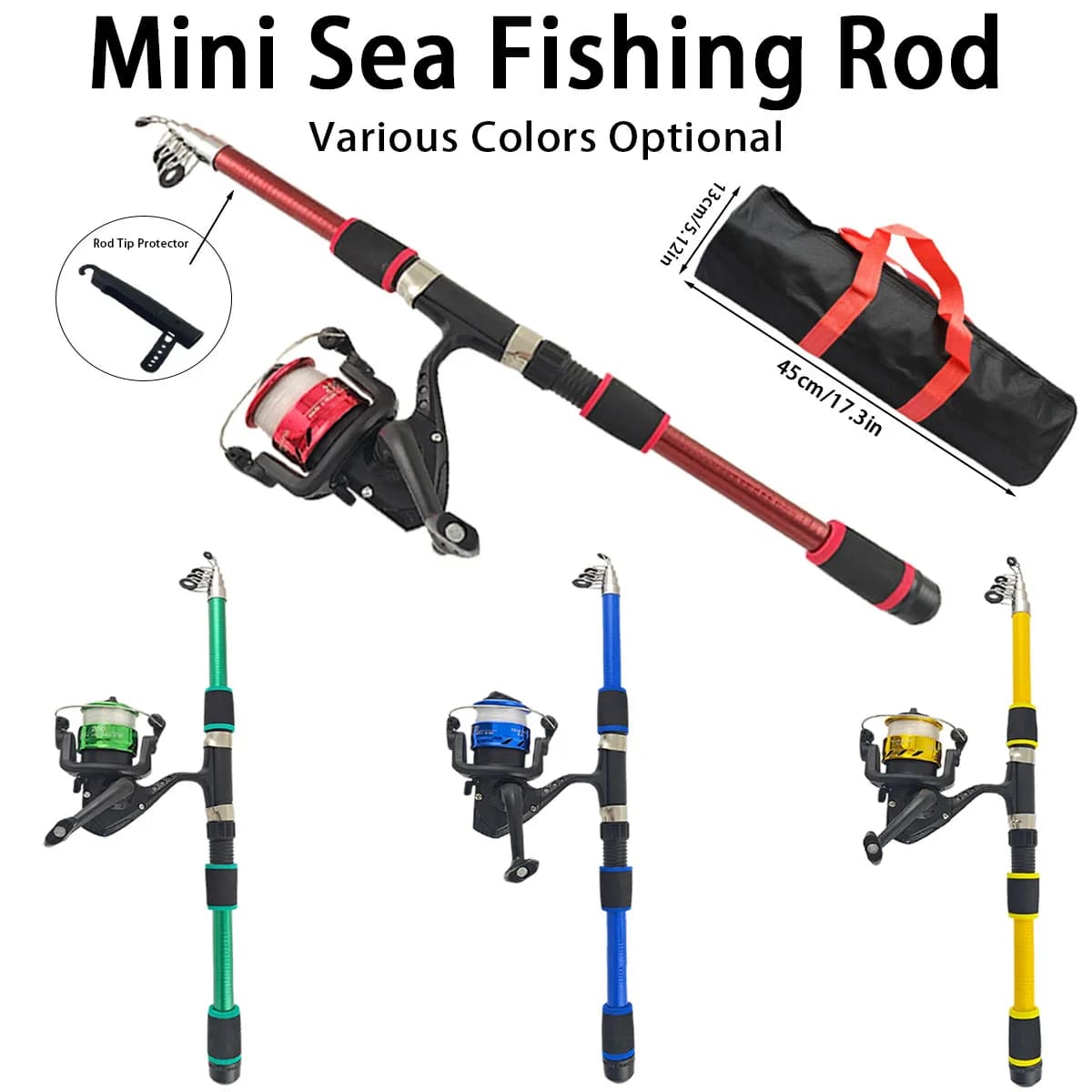 Mini Telescopic Sea Fishing Rod Combo with Spinning Reel, EVA Non-Slip Grip, Optional with Carry Bag