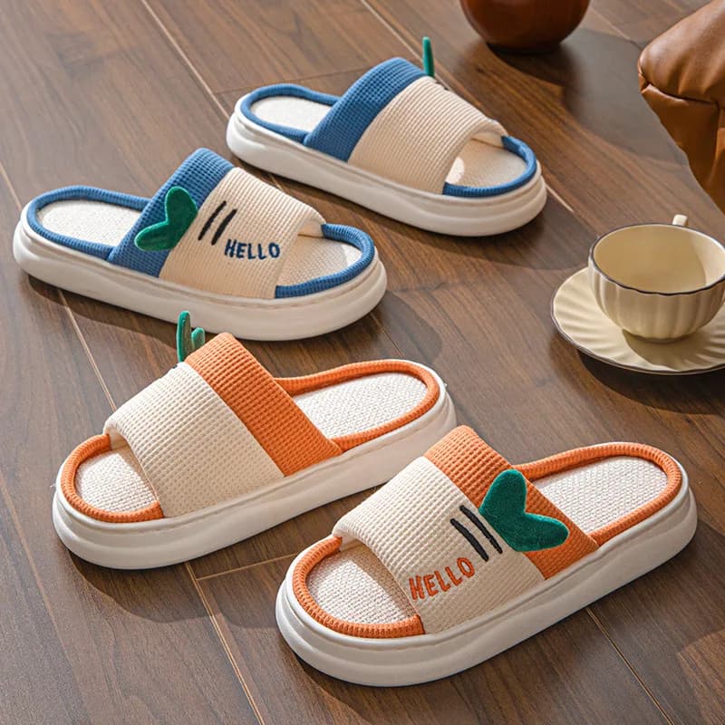Nuove Pantofole in Lino per Donna, da Interno, per Tutte le Stagioni, per Coppie, Antiscivolo, Traspiranti e Comode
