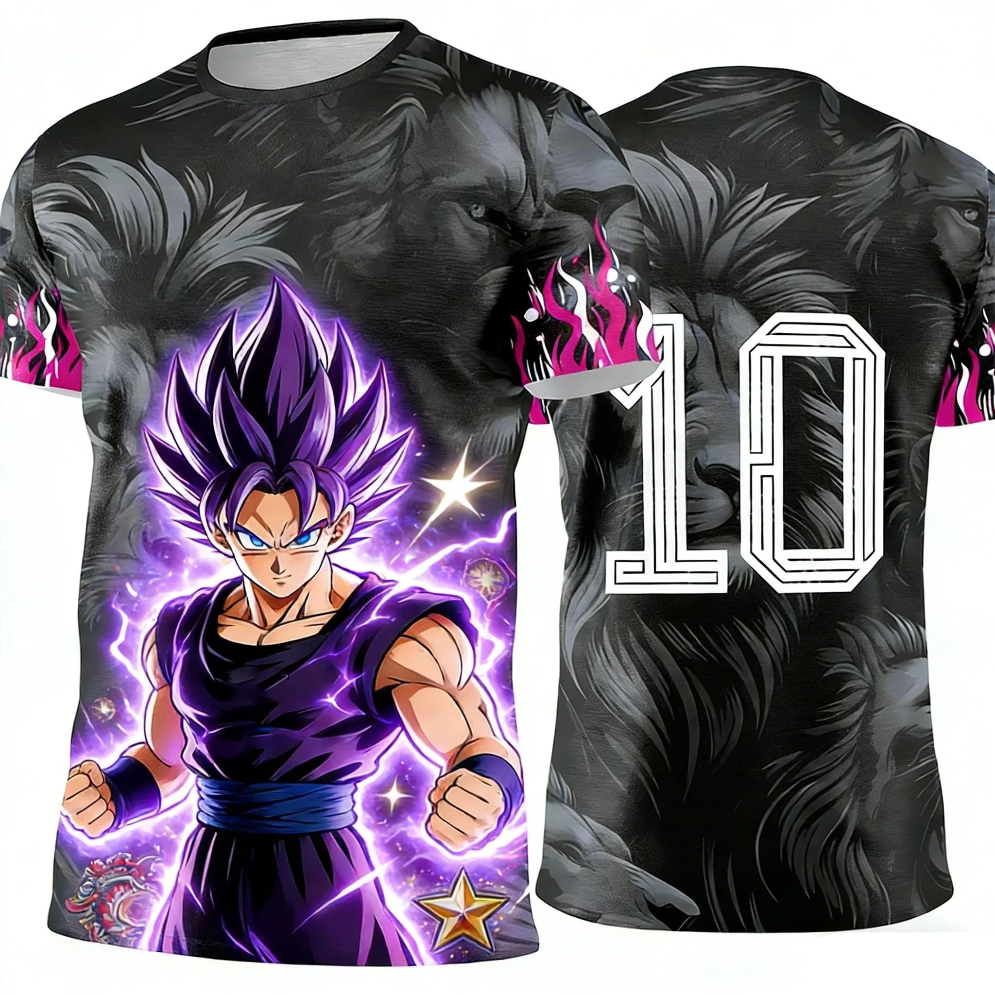 T-shirt Traspirante ad Asciugatura Rapida con Stampa 3D a Tema Calcio Dragon Ball Wukong "Super Saiyan 10" Estate 2026 - Modello Adulto e Coordinato Genitore-Figlio