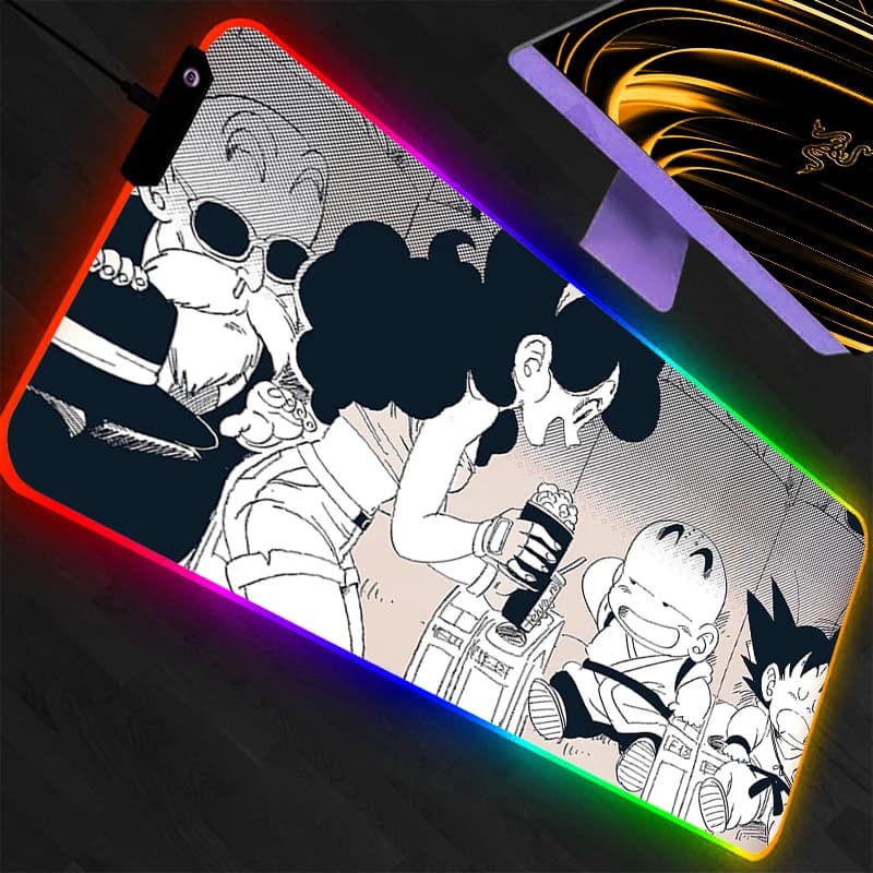 Tappetino per Mouse RGB Anime Gaming Dragon Ball, Accessori LED, Tappetino da Scrivania per Tastiera, Tappeto per Gamer, Mousepad Retroilluminato
