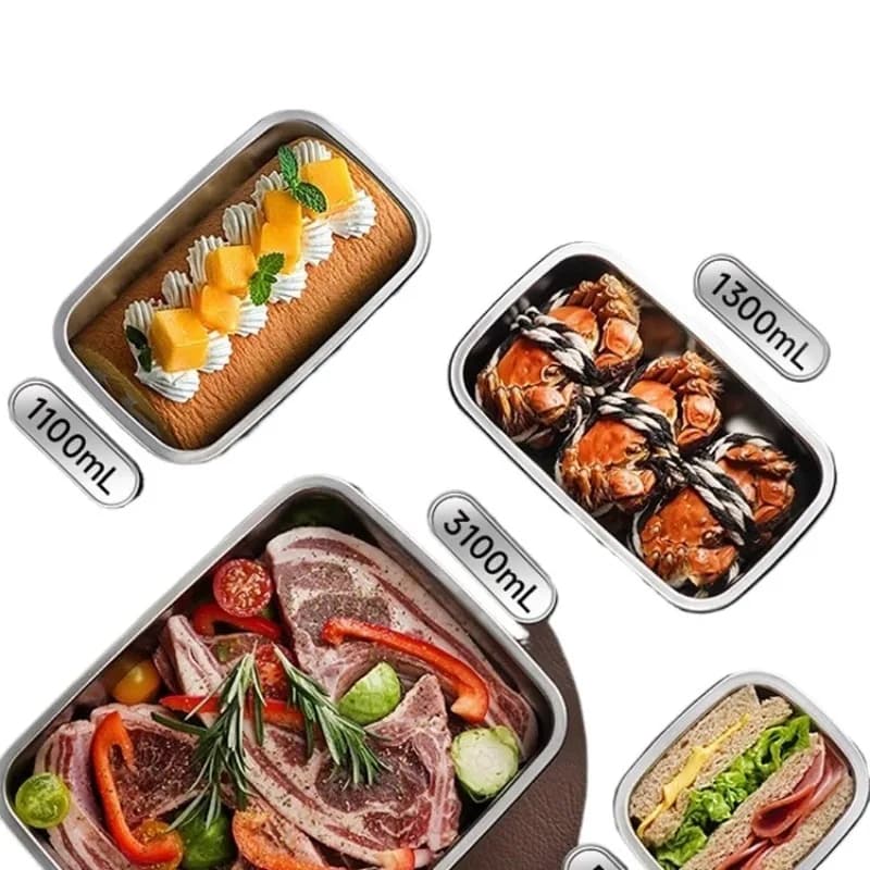 Croccante in acciaio inossidabile per uso alimentare, portapranzo congelato nel frigorifero, pranzo, bento alla frutta, sigillato.