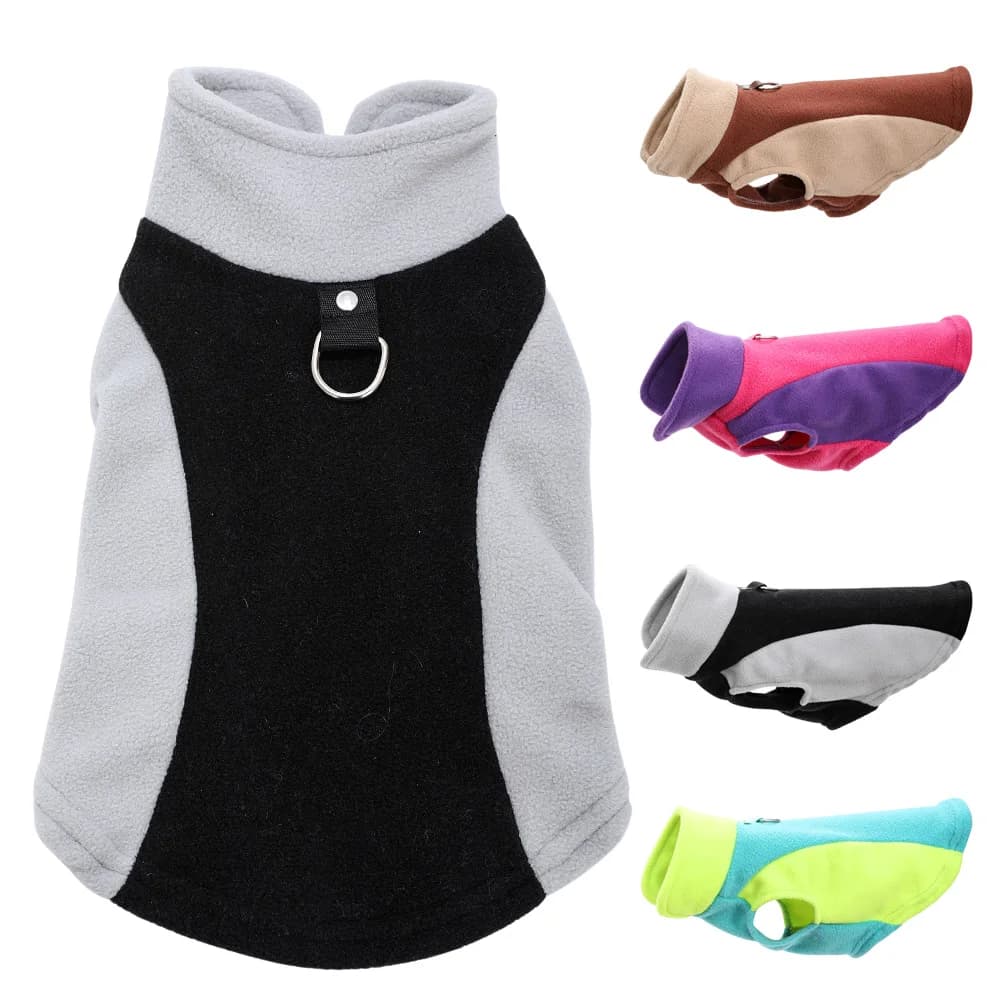 Vestiti per cani da compagnia Gilet per cani di piccola taglia media Gatti Cappotto invernale in pile caldo con anello a D Abbigliamento per gatti Bulldog Pug Chihuahua Abiti