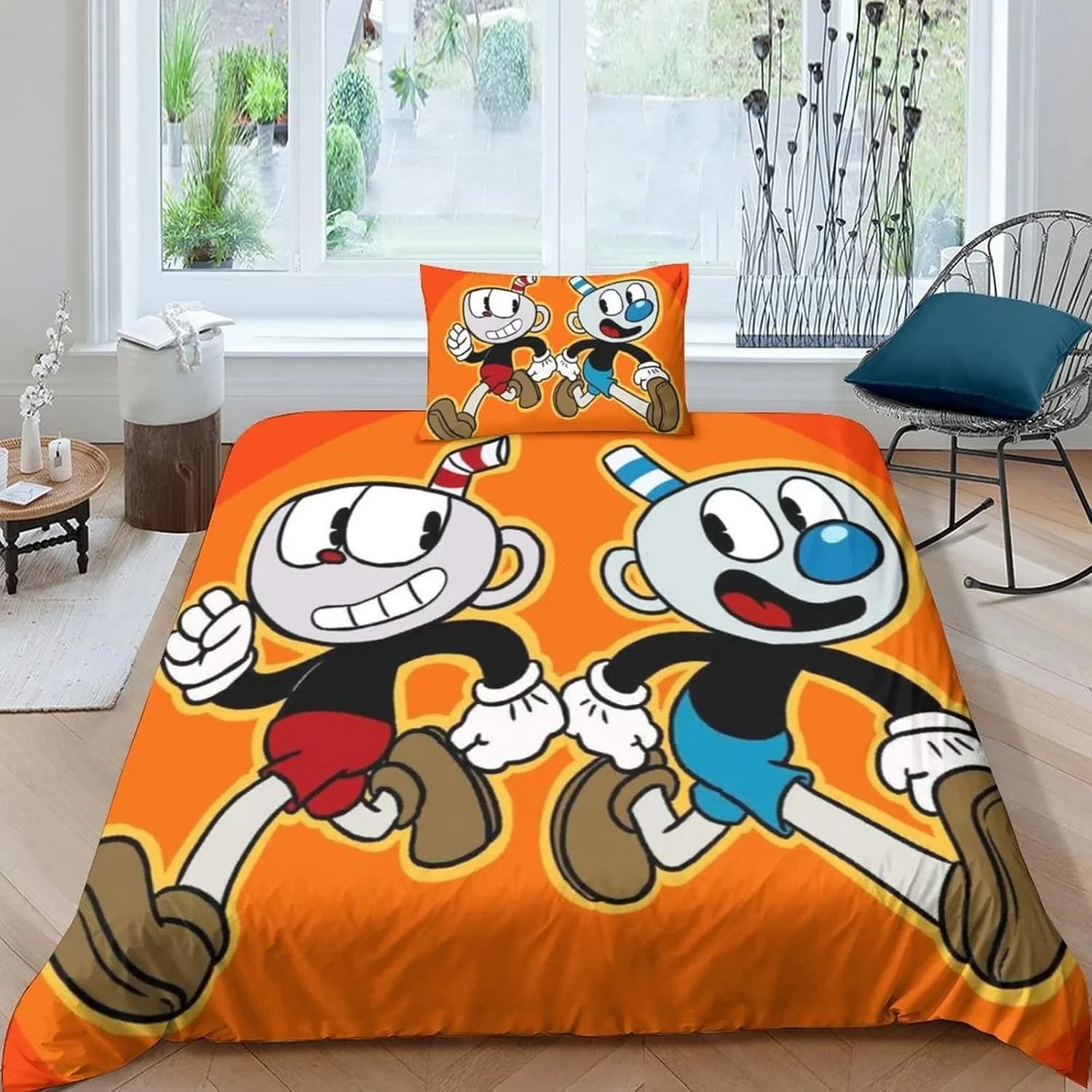 The Cuphead Show Set di biancheria da letto per cartoni animati Set di forniture per letto squisito Copripiumino Set di trapunta Set di biancheria da letto Regalo di compleanno