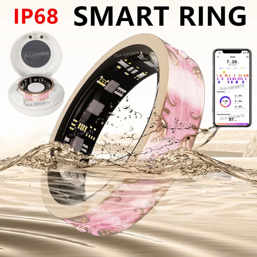 New color smart ring for man and woman with charging case, women's health management, heart rate, blood oxygen, monitor, waterproof IP68