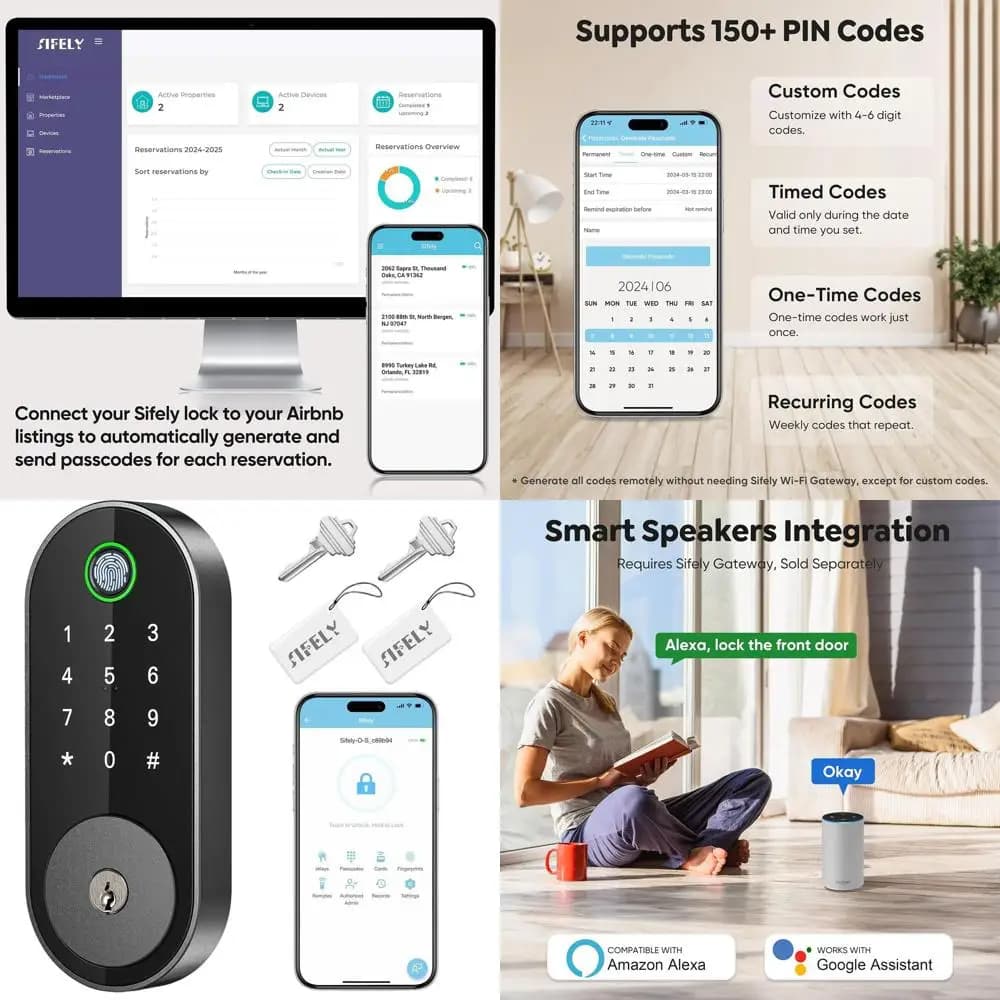 Serratura Intelligente con Tastierino per Accesso Sicuro - Ideale per Casa, Ufficio, Affitti e Uso Familiare, Accesso tramite App e Codice, Funzione di Blocco Automatico