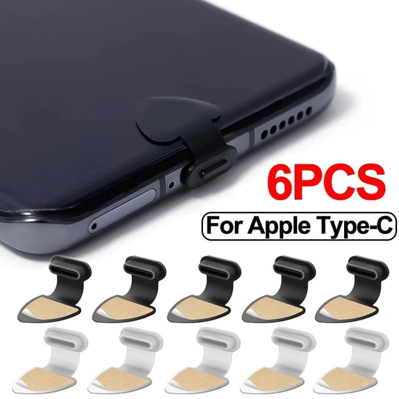 2/4/6 pieces anti-dust plug USB charging port for silicone phone for iPhone Samsung type C anti-smarriage plug cover waterproof and dustproof