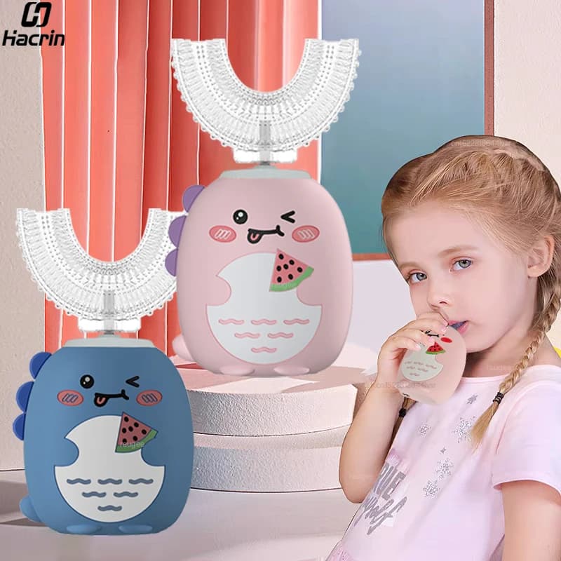 Spazzolino elettrico per bambini Spazzolino elettrico per bambini a forma di U Spazzolino elettrico per bambini ricaricabile tramite USB