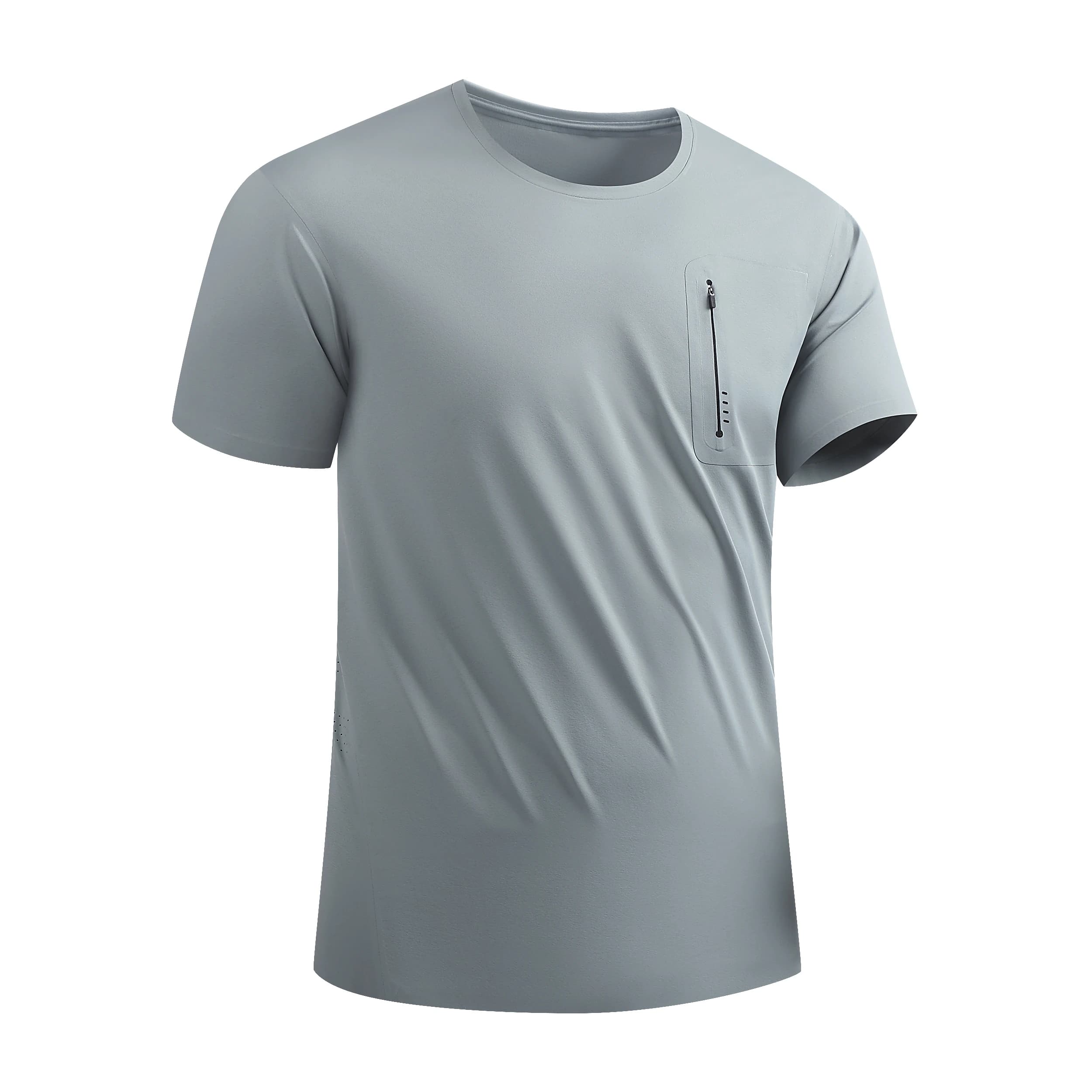 Quick drying men's t-shirt for racing, breathable, for excursions and fishing, new summer collection, short sleeves, ice silk, breathable and elastic, with crew neck