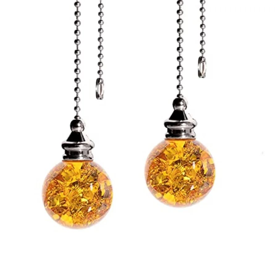 Pull Crystal Glass Ice Cracked Ball Pull Chain for Ceiling Fan Light Decoration - 50cm Extension Chain