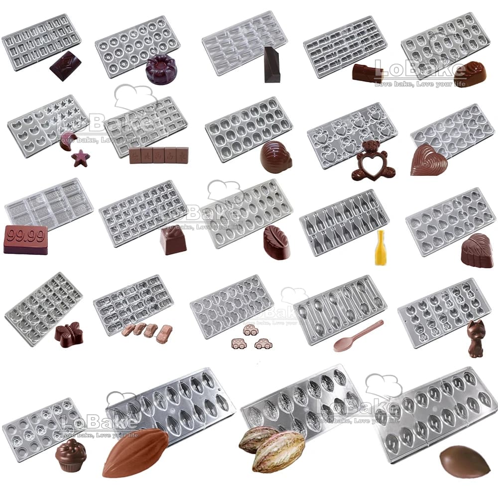 Multi-style cacao oliva frutta cubo orso auto cuore forma di lumaca PC policarbonato stampo per cioccolato stampi per cubetti di ghiaccio gadget da forno fai da te