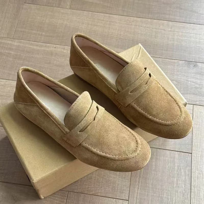 Scarpe da donna con suola morbida a testa tonda autunnale Mocassini in pelle da esterno solidi Slip on Appartamenti casual Copri tacco Zapatos Mujer