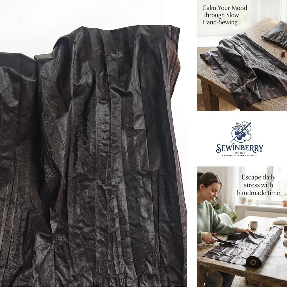 Dark Vintage Crinkle Faux Leather Fabric Stress-Relief DIY Sewing Material For Clothing Bag Gothic Style Handmade Craft Project