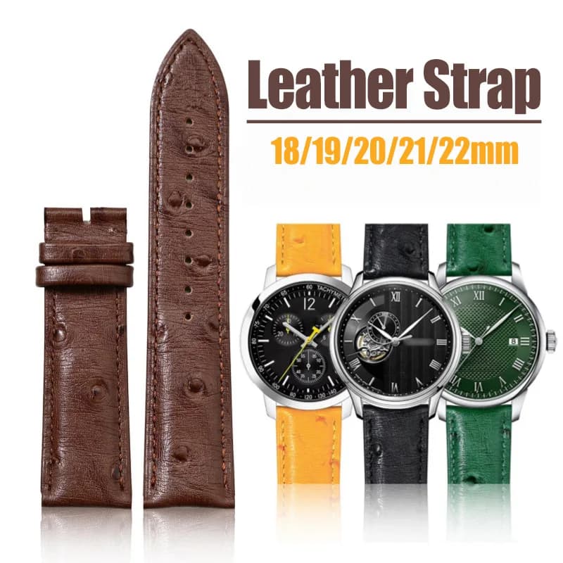 Leather watch bracelet 18/19/20/22/21mm for huawei strap model ostrich universal strap for women flat head