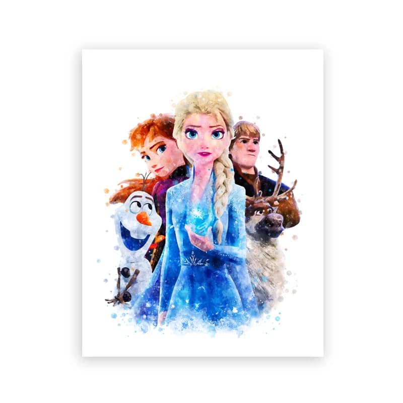 Watercolor Princess Art Prints Cinderella Rapunzel Sleeping Beauty Snow White Canvas Painting Girls Room Wall Pictures Decor