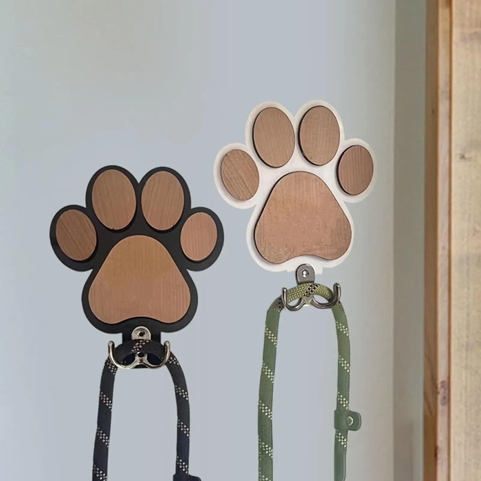 Organizzatore da Parete per Guinzagli e Accessori per Cani, Gancio Doppio in Legno per Collari e Chiavi