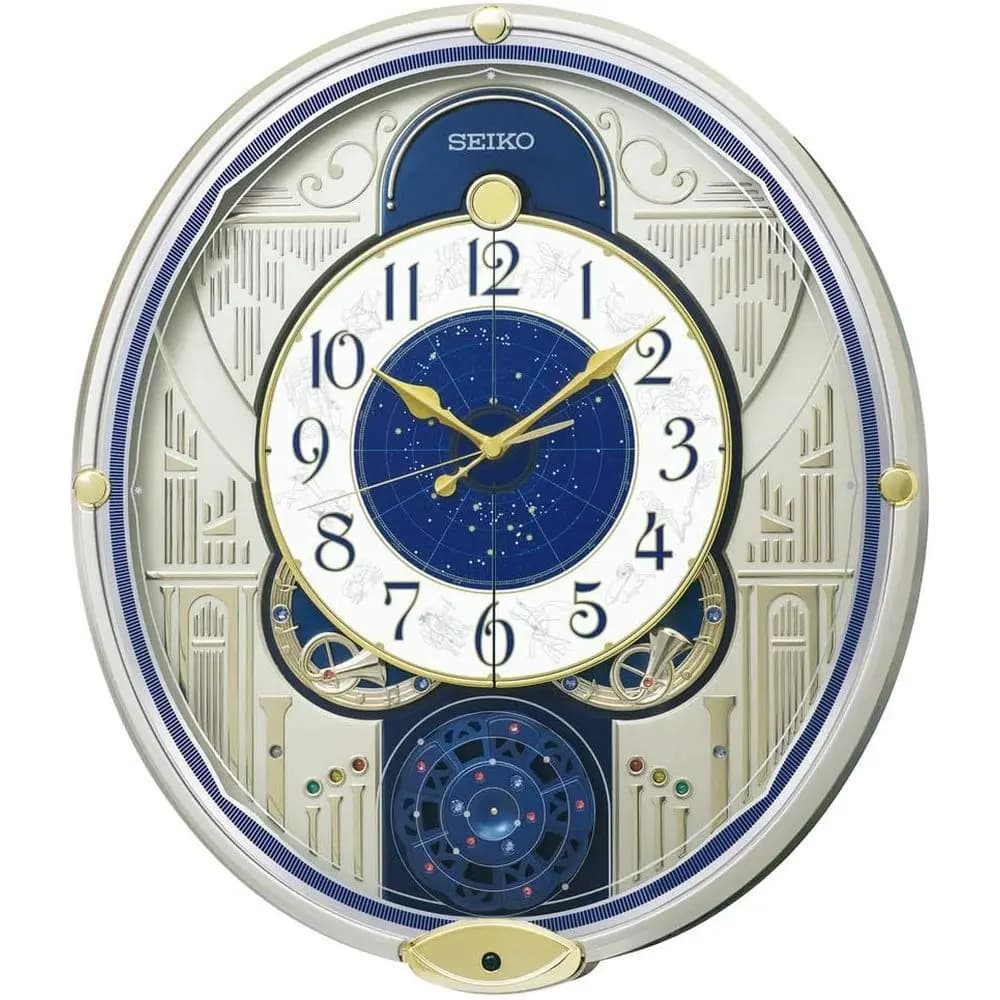 Elegante Orologio da Parete con Design Karakuri, Finitura Oro Perlato Chiaro, 18,3 x 15,7 x 3,5 (464 x 400 x 90 mm)