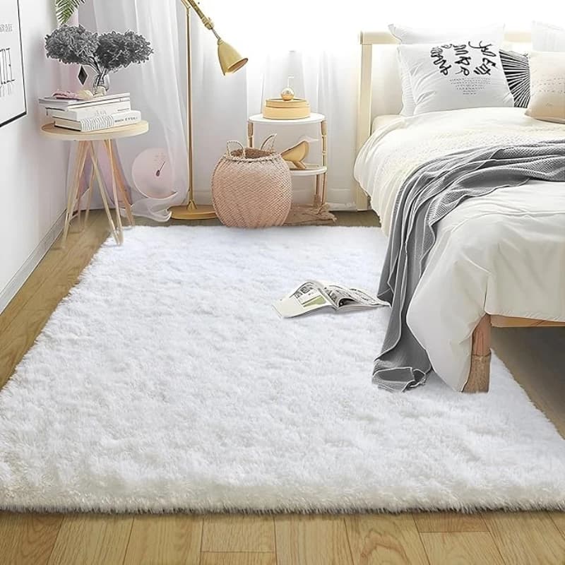 Tappeti morbidi bianchi soffici e pelosi, tappeti ultra spessi e grandi per soggiorno, camera da letto, antiscivolo, decorazioni per la casa in stile nordico, tappetino da pavimento
