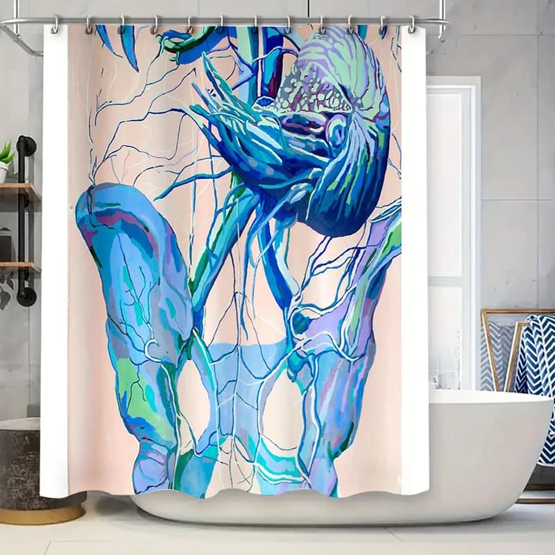Tenda da doccia floreale botanica vintage natura blu verde arredamento per il bagno set di rivestimenti lavabili impermeabili