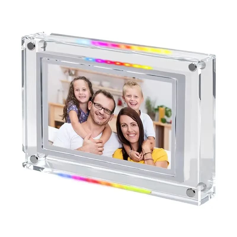 Cornice Digitale IPS con Luce Ambientale LED Sincronizzata con la Musica, Rotazione Automatica, Riproduzione Video/Foto 4GB, Spina USA