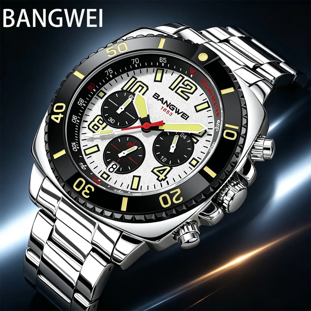 BANGWEI 2026 Orologio da Uomo Originale di Lusso, Cronografo Sportivo alla Moda, Impermeabile, Luminoso, al Quarzo