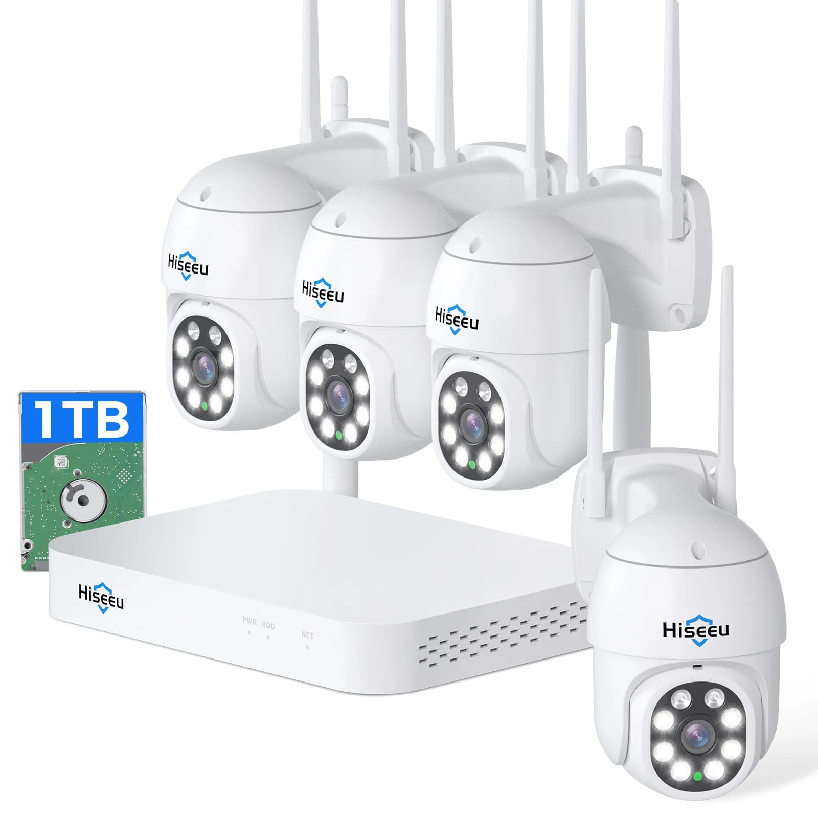 hit productHiseeu 3MP Outdoor Face detection smart WiFi home security System camera set cctv night vision Dome Ptz wireless cam