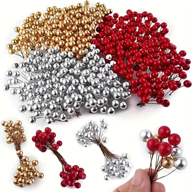50Pcs Christmas Decoration Gold Red Berry Xmas Tree Ornaments for Home Decor Navidad New Year Gifts 2026 Garland DIY Accessories