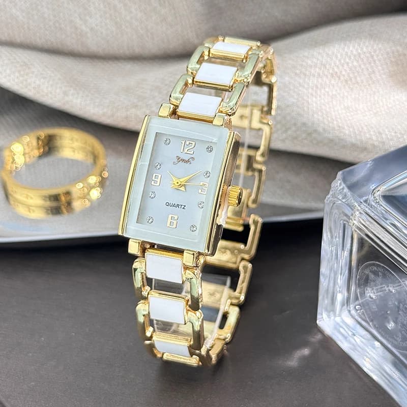 Orologio da Polso da Donna di Lusso con Strass e Bracciale in Ceramica, Versione Regalo, Orologio al Quarzo alla Moda, Vendita Calda