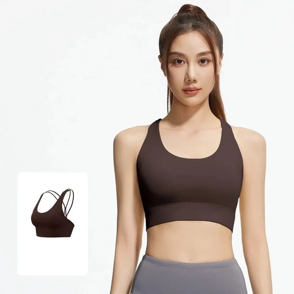 Reggiseno sportivo da donna Basic Cross Mesh Belt, anti-shake, senza cuciture, per yoga, jogging e lingerie.