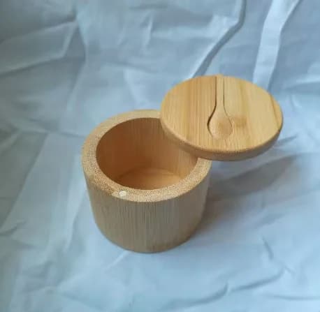 Bamboo Salt Pepper Seasoning Jars Set Wood Condiment Box Bowl Storage Pot Sugar Container Holder Multi Function Kitchenware