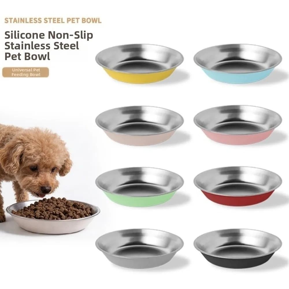 Ciotola per Cani in Acciaio Inox a Bocca Larga, Antiscivolo e Antiribaltamento, Ciotole Impilabili per Gatti con Base in Silicone, Ciotola per Alimentazione Animali Domestici