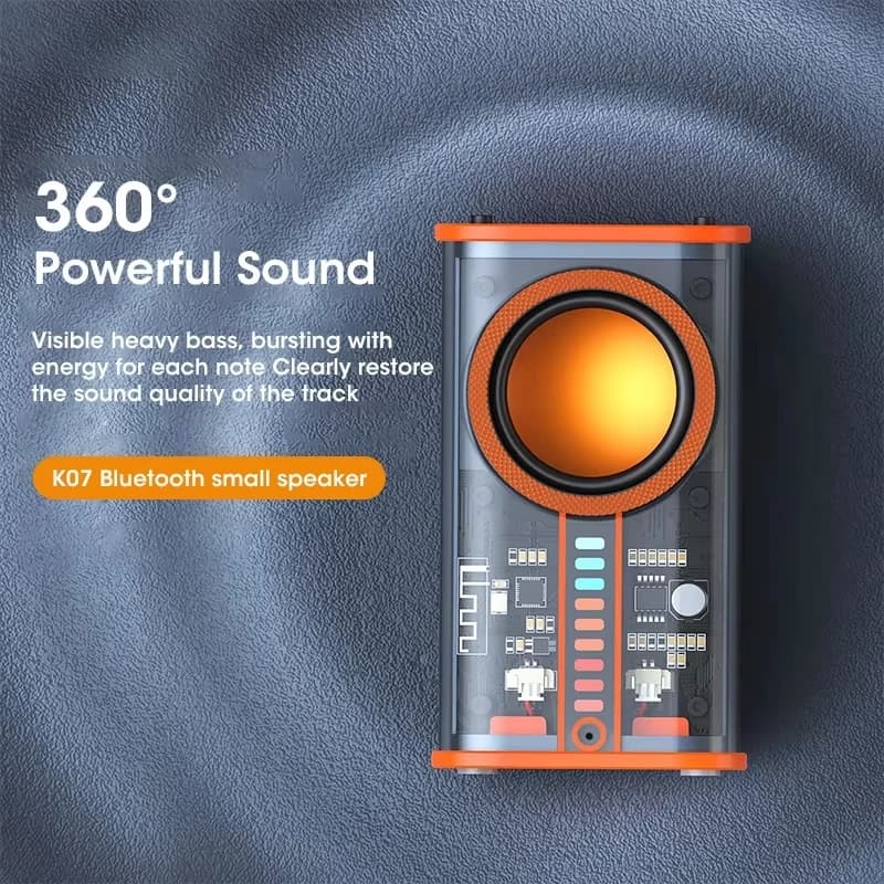 K07 Altoparlante Bluetooth Wireless Trasparente Cyberpunk Mecha con Subwoofer a Ritmo Luminoso, Centro Musicale Stereo TWS