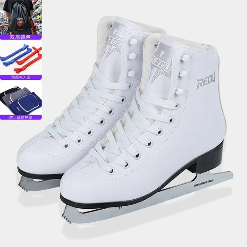 Scarpe da pattini da ghiaccio professionali in vera pelle Scarpe da pattinaggio termiche calde e addensate con lama da ghiaccio per bambini Adolescenti adulti