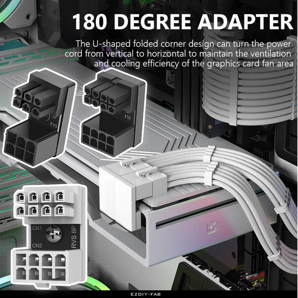 ATX GPU adattatore testa a gomito 8pin 6pin femmina a 8pin 6pin maschio connettore servosterzo angolato a 180 gradi per scheda Video Desktop