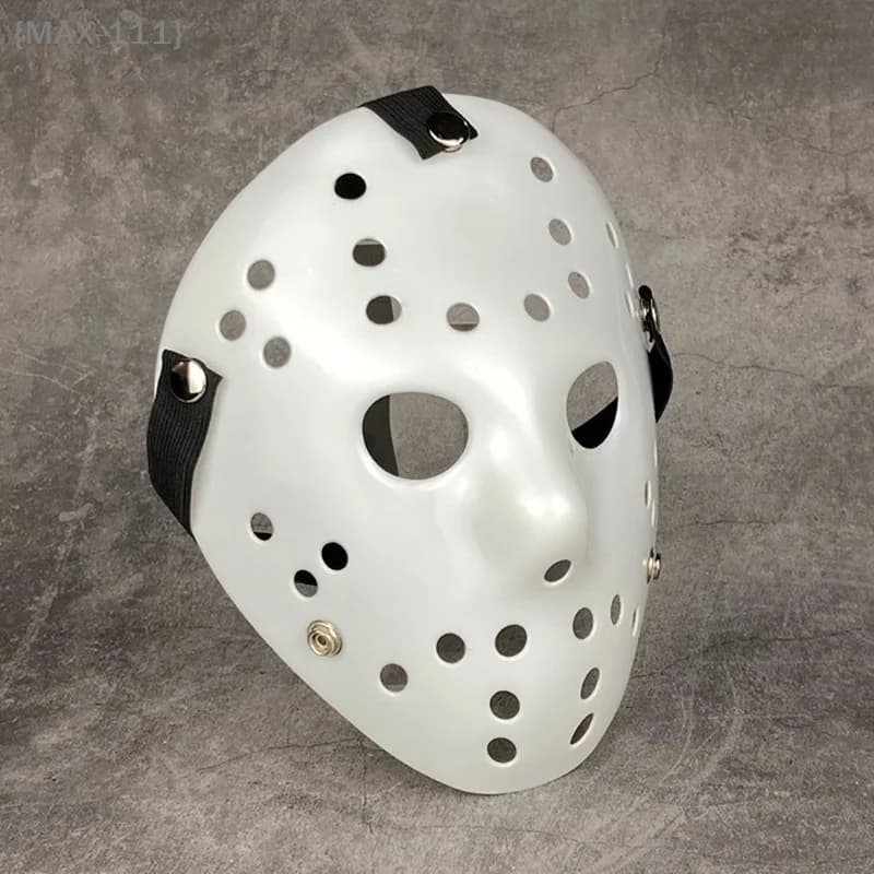 【F2-MAX-111】Maschera Jason Bianco Puro, Maschera Spaventosa e Divertente per Halloween, Accessorio Cosplay Stile Freddy vs Jason