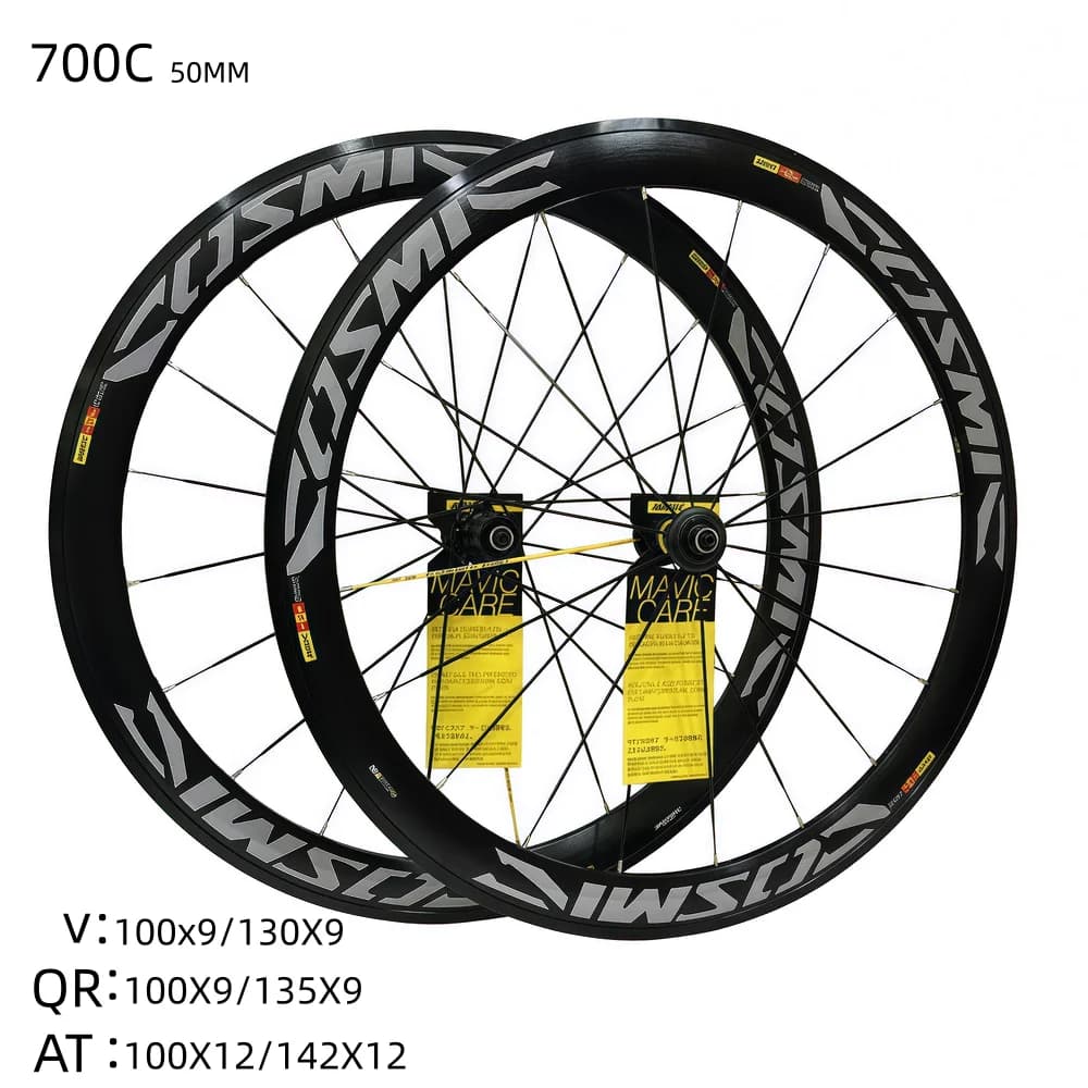 Set di Ruote in Alluminio con Cuscinetti Sigillati, Cerchi a Raggi Piatti, Freno a Disco, Design a Squame di Pesce, Oro, per Bici da Strada, 700C 50MM