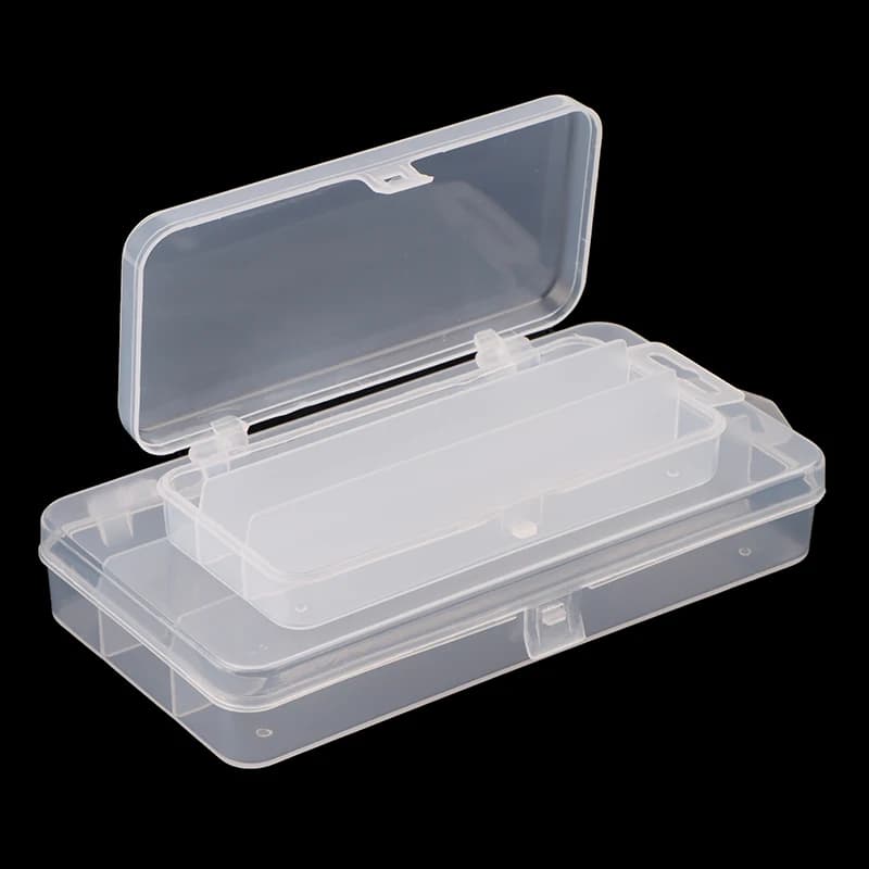 Scatola per esche artificiali in plastica con 3 scomparti, mini scatola per attrezzatura da pesca, matita per pesciolini, gancio per esche, contenitore per esche