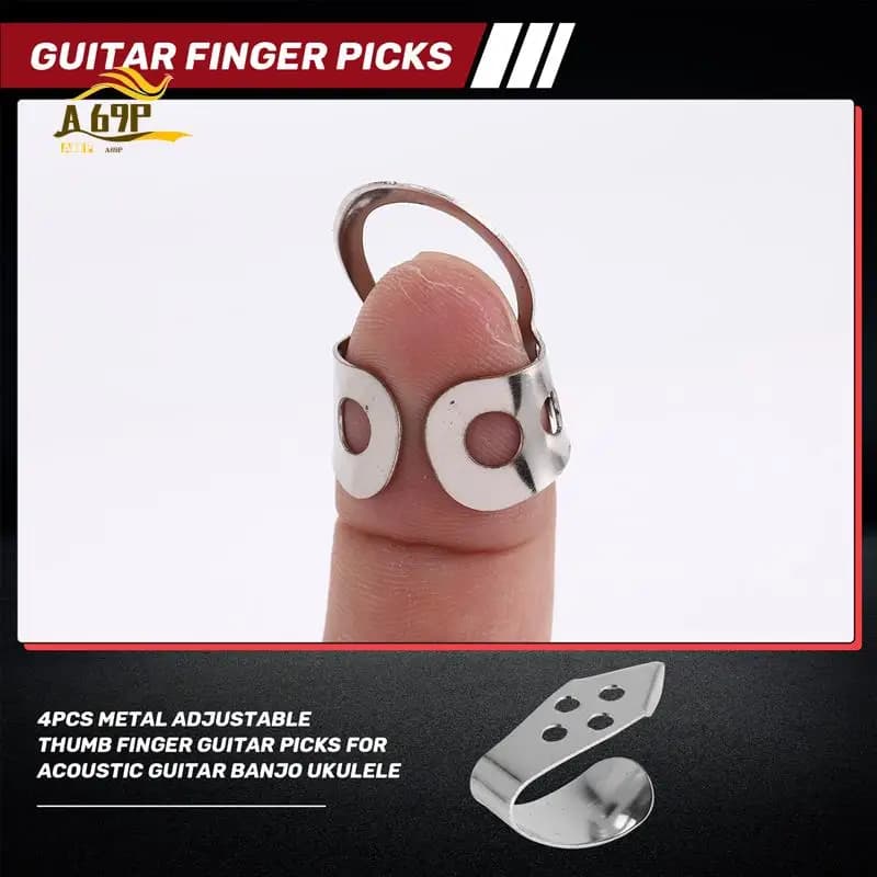 Plettri per chitarra con pollice regolabile in metallo A69P-4 pezzi per chitarra acustica Banjo Ukulele