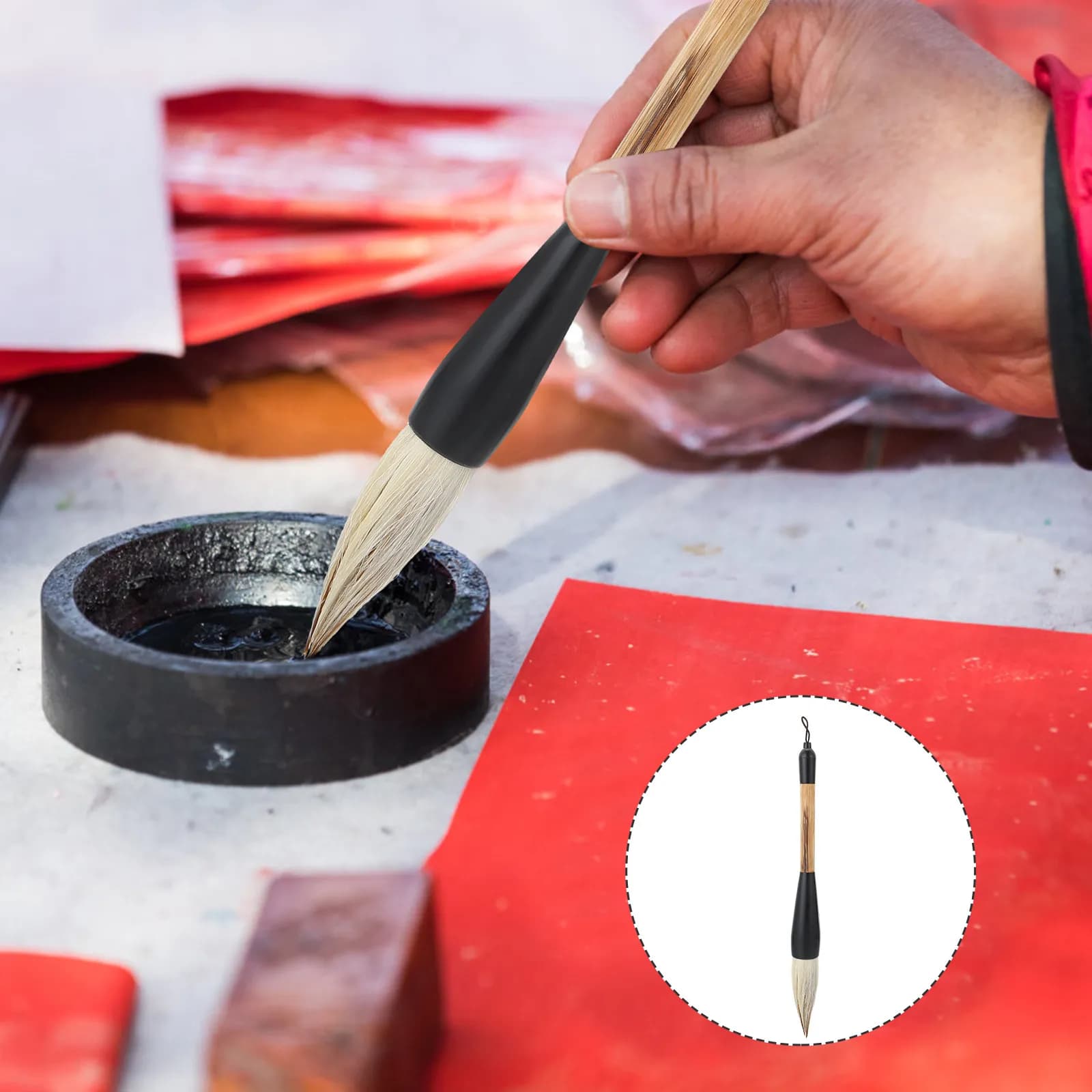Large Wolf Hair Calligraphy Brush Pen Premium Chinese Writing Painting Watercolor Drawing Art Tool 1 Piece