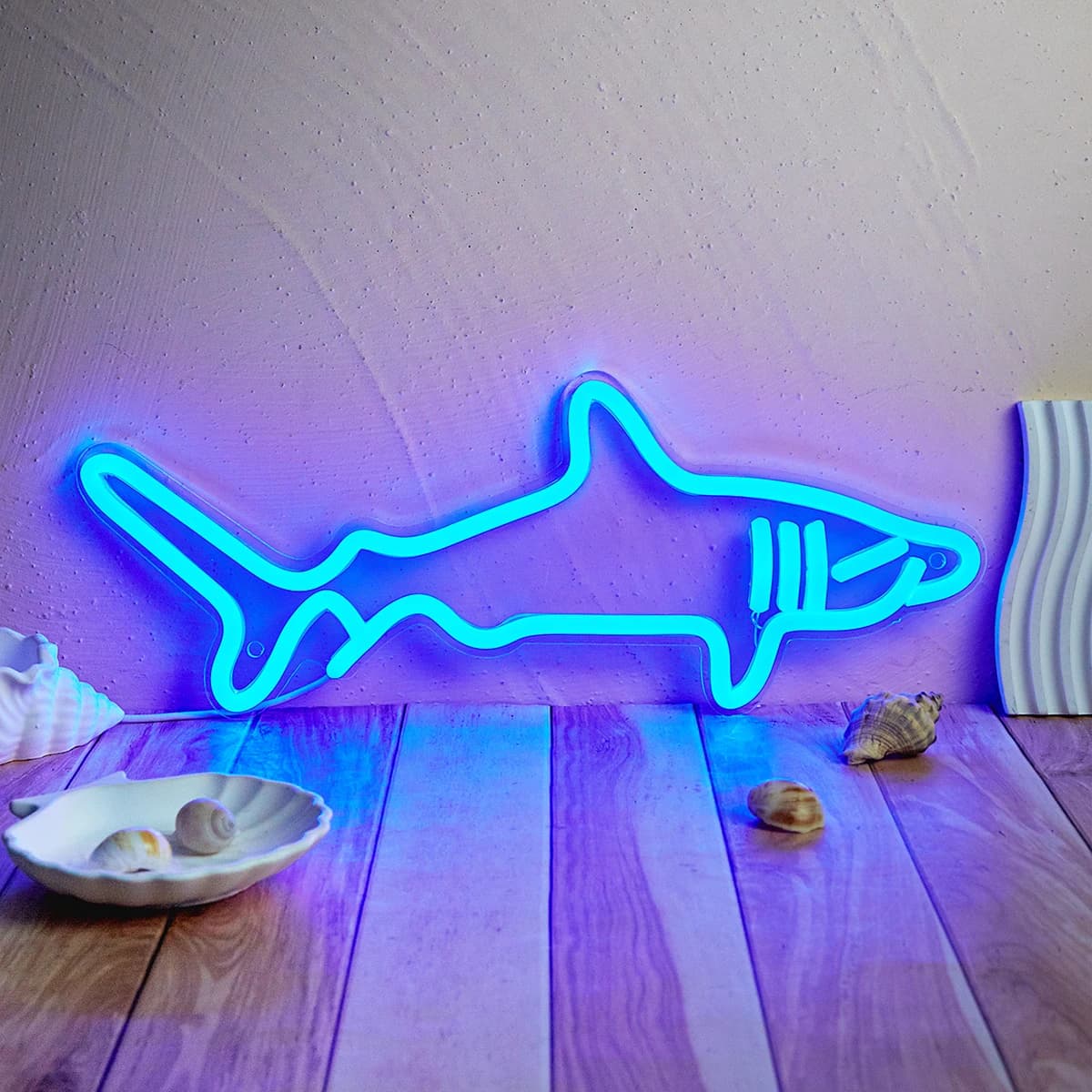 Chi-buy LED Neon Shark Insegne al neon alimentate tramite USB Luce notturna 3D Wall Art Camera Room Decor Lampada Insegne Regalo di compleanno