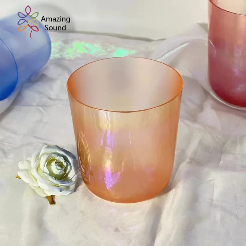 Pink gradual change blue quartz crystal singing bowl for sound meditation bowl crystal bowl music bowl portable