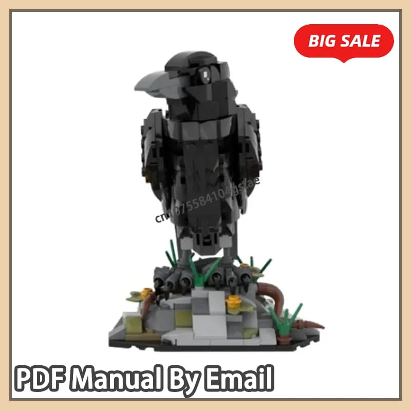 Corvo assemblaggio di piccole particelle blocchi di costruzione animale uccello roccia base corvo modello giocattolo regalo