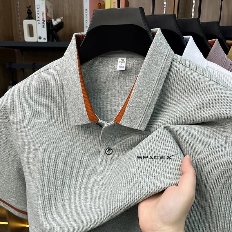 Polo da Uomo 100% Cotone Puro Estivo Fresco e Traspirante con Risvolto a Maniche Corte, Elegante e Versatile per Business, Golf e Uso Quotidiano