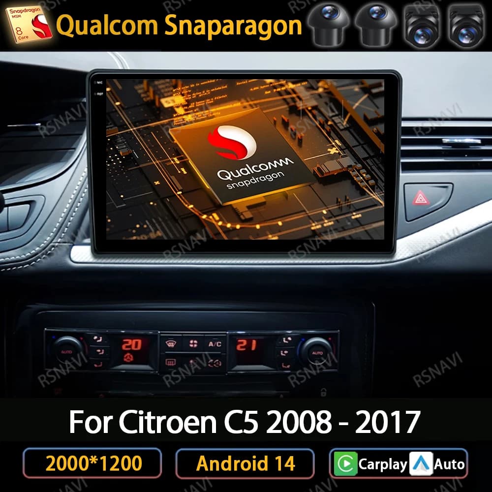 Android 14 Wireless Carplay Auto Per Citroen C5 2 2008 - 2017 Autoradio Multimedia Video Player Navigazione Stereo GPS WIFI 4G BT