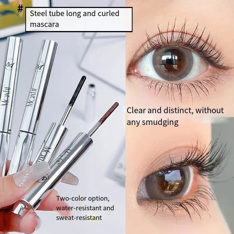 Black/Brown with Silk Fibres, Stretcher and Incurvante, Non Agglomerating, for Extension Eyelashes and Makeup Eyes Spiral